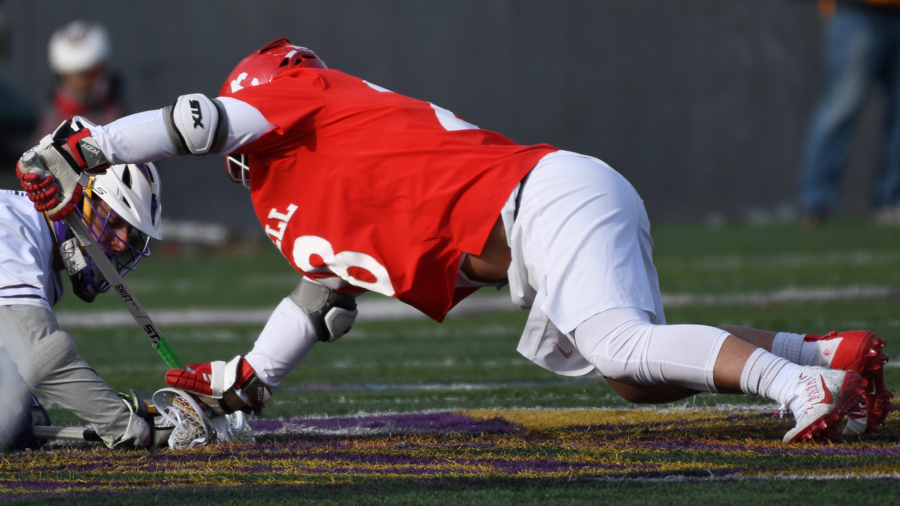 The Cornell Big Red men’s lacrosse team competes against Albany on the road on Feb. 15, 2020 in Albany, NY.